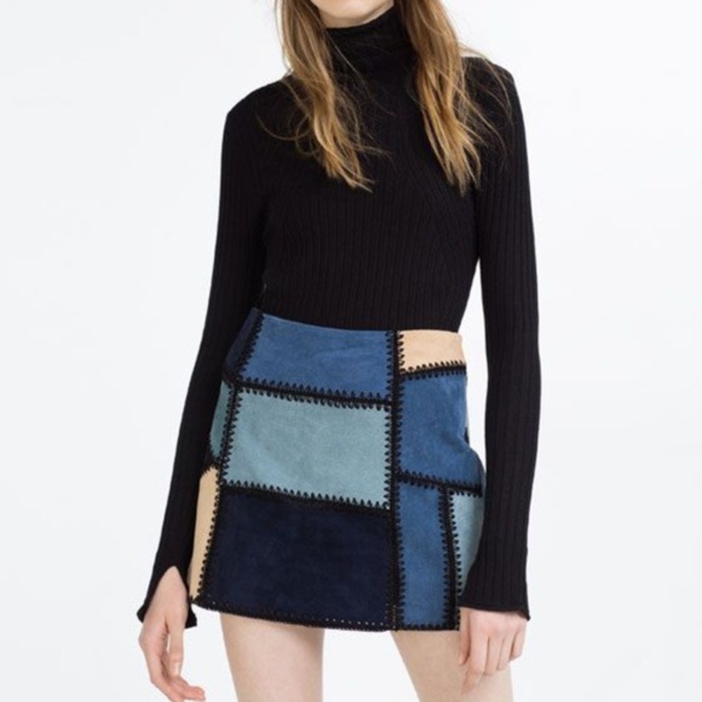 COPY - Zara Suede Patchwork Mini Skirt